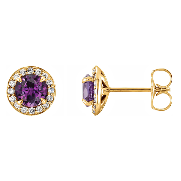 14K Yellow Gold 5mm Birthstone and 1/8 CTW Natural Diamond Earrings