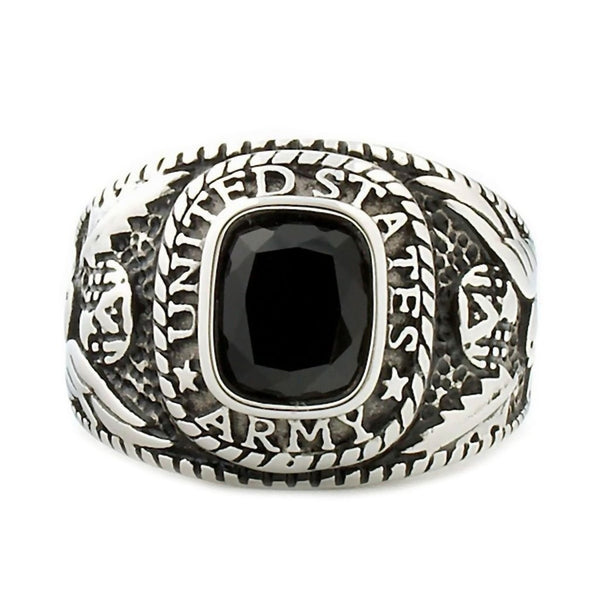 Hood: Mens US Army 316L Stainless Steel Ring Military Veterans Gift - Trustmark Jewelers - Mens Rings - 1