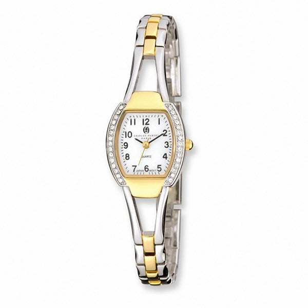 Charles Hubert Paris: Womens White Dial Quartz Two-Tone Brass Wrist Watch  6831-T