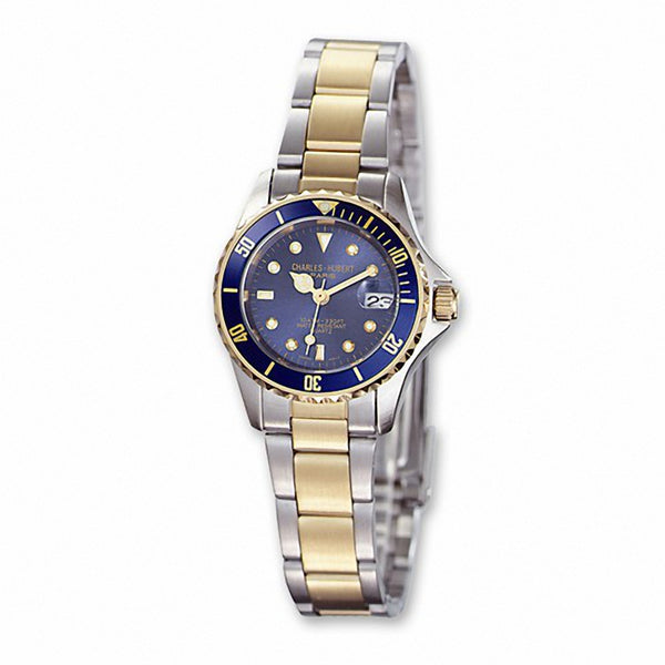 Charles Hubert Paris: Womens Blue Dial Two-Tone Stainless Steel Wrist Watch 6662 - Trustmark Jewelers - Womens Watches
