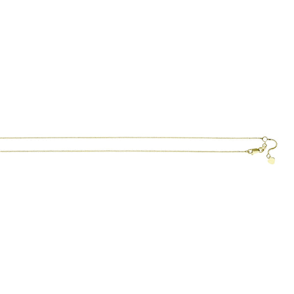 0.85mm Adjustable Box Chain 14K Yellow Gold, 16 to 22 Inches - Trustmark Jewelers - Chains and Necklaces