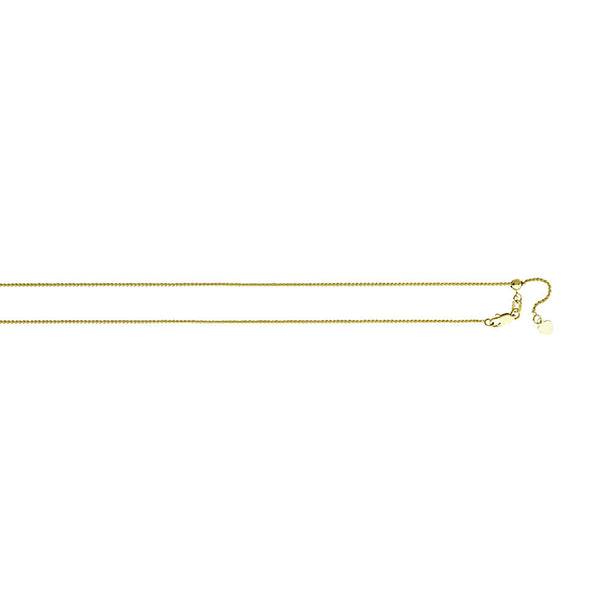 1.05mm Adjustable Wheat Chain 14K Yellow Gold, 16 to 22 Inches - Trustmark Jewelers - Chains and Necklaces