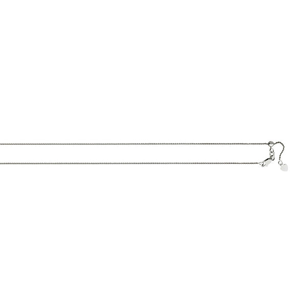 1.05mm Adjustable Wheat Chain 14K White Gold, 16 to 22 Inches - Trustmark Jewelers - Chains and Necklaces