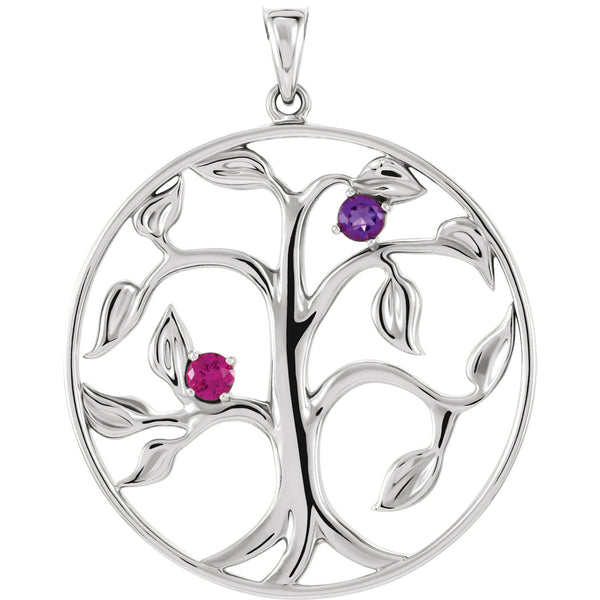 Personalized Family Tree of Life Pendant Gold, Silver, or Platinum 2 Stone - Trustmark Jewelers - Pendants and Necklaces - 1