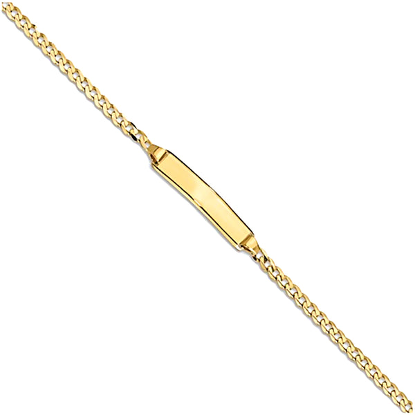 Trustmark Engravable 14K Yellow Gold Bar Baby Bracelet and Curb Chain