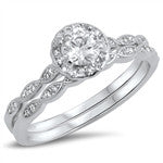 Gisella: IOF CZ Elegant Petite 2 Pc Wedding Ring Set 925 Sterling Silver - Trustmark Jewelers - Wedding Ring Sets
