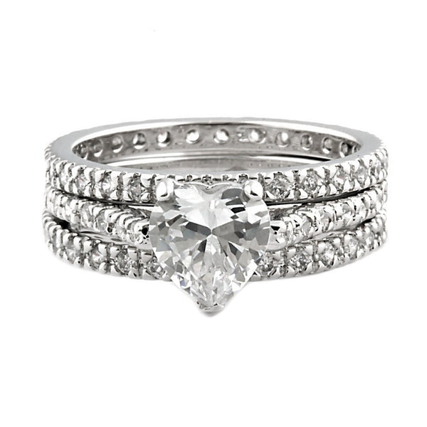 Rayanna: 2.73ct 3 Piece Stacked Heart-cut IOF CZ Wedding Ring Set - Trustmark Jewelers - Wedding Ring Sets - 1