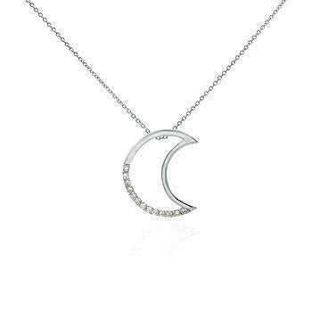 Selene: Tiffany Inspired Sterling Silver Russian Ice CZ Moon Pendant - Trustmark Jewelers - Pendants and Necklaces - 1