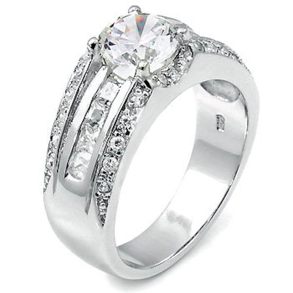8mm Round IOF CZ & Princess Cut IOF CZ Man Ring 925 Sterling Silver - Trustmark Jewelers - Mens Rings