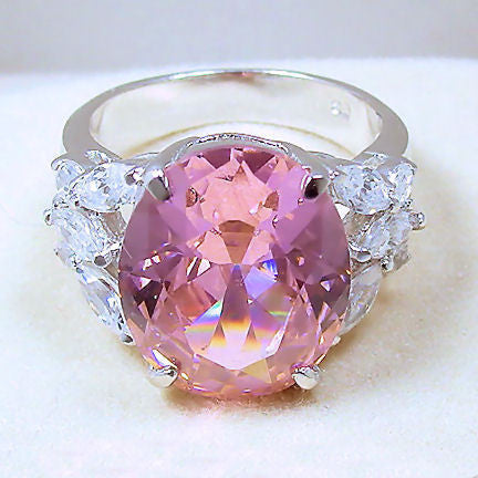 Krystal: 9.0ct Pink Sapphire & Russian Ice CZ Cocktail Ring - Trustmark Jewelers - Fashion Rings - 1