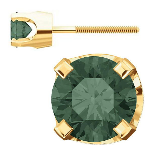 4mm, 0.5cts Color Change Chatham Created Alexandrite Screw Back Earrings 14K Yellow Gold - 1000Jewels.com