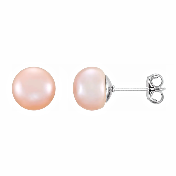 Sterling Silver Cultured Pink Freshwater Pearl Stud Earrings