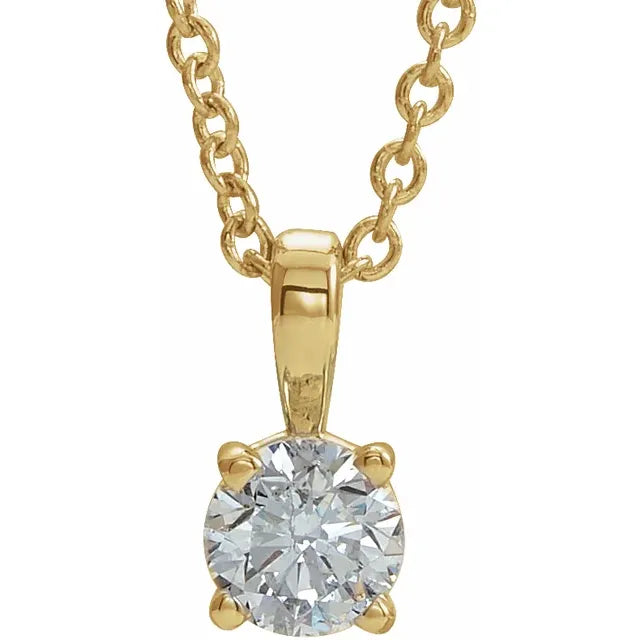 14K Yellow Gold 6mm Birthstone Pendant Necklace 16"-18"