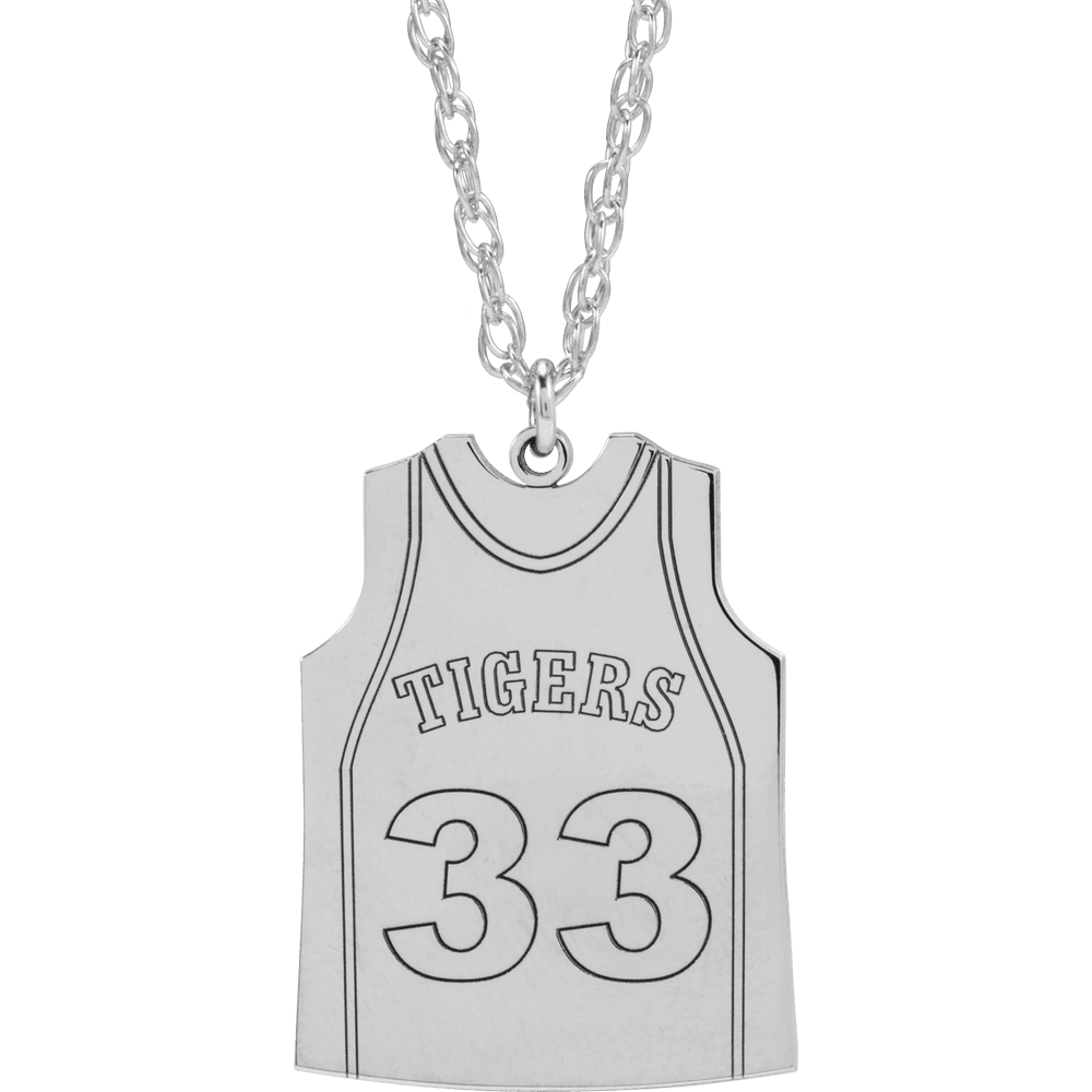 14K White Gold Customizable Basketball Jersey Pendant Necklace