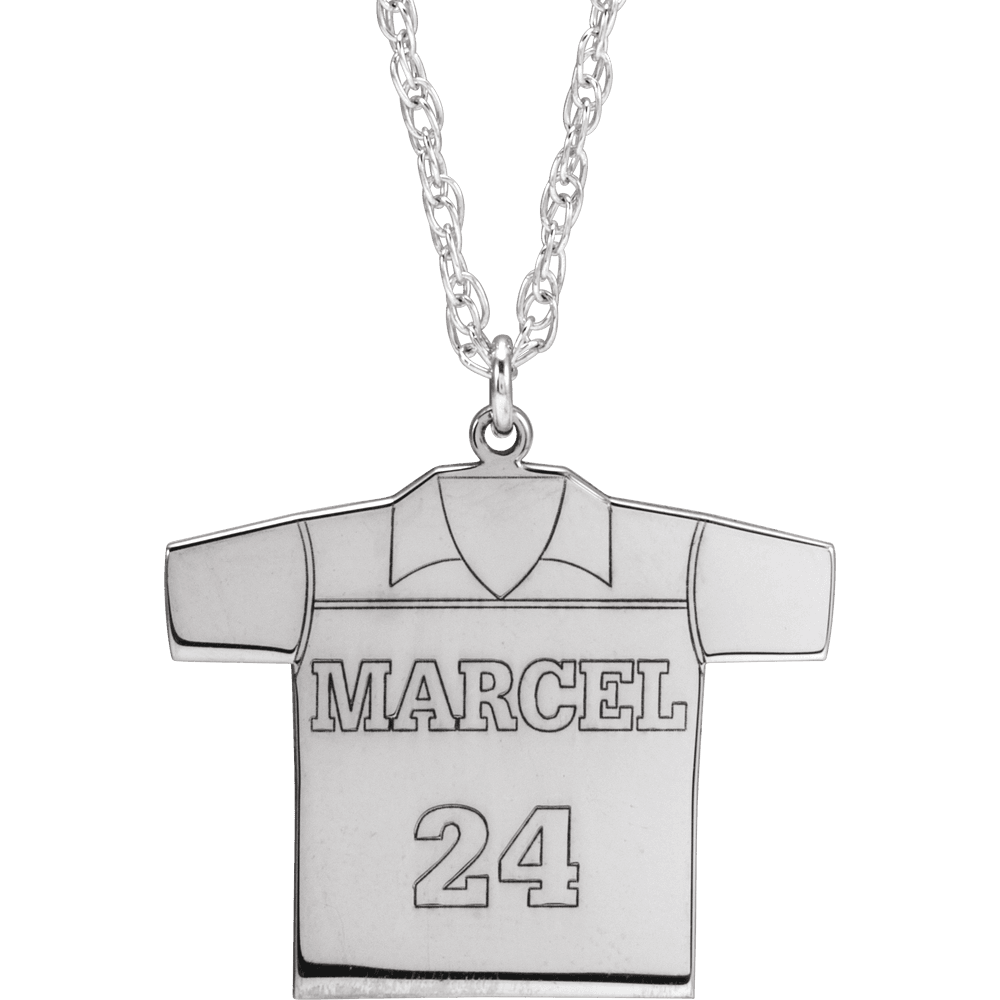 925 Sterling Silver Customizable Soccer Jersey Pendant Necklace
