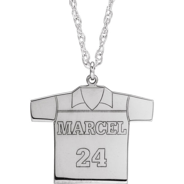 925 Sterling Silver Customizable Soccer Jersey Pendant Necklace