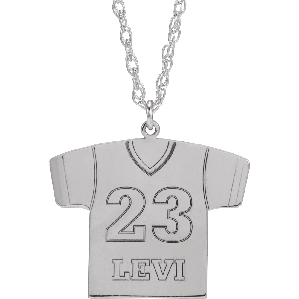 925 Sterling Silver Customizable Football Jersey Pendant Necklace