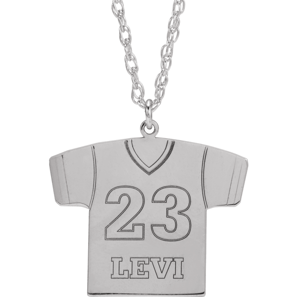 14K White Gold Customizable Football Jersey Pendant Necklace