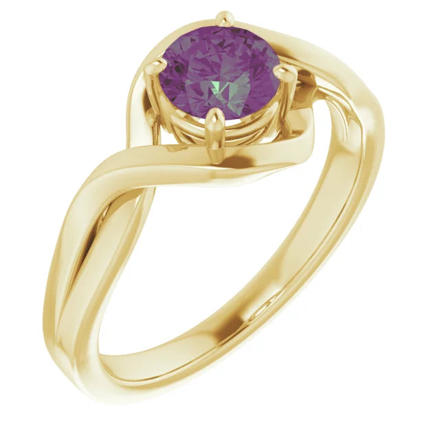 14K Yellow Gold 5.5mm Round Synthetic Alexandrite Infinity Engagement Ring