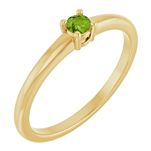 14K Yellow Gold 3mm Brilliant Cut Natural Peridot Promise Engagement Ring