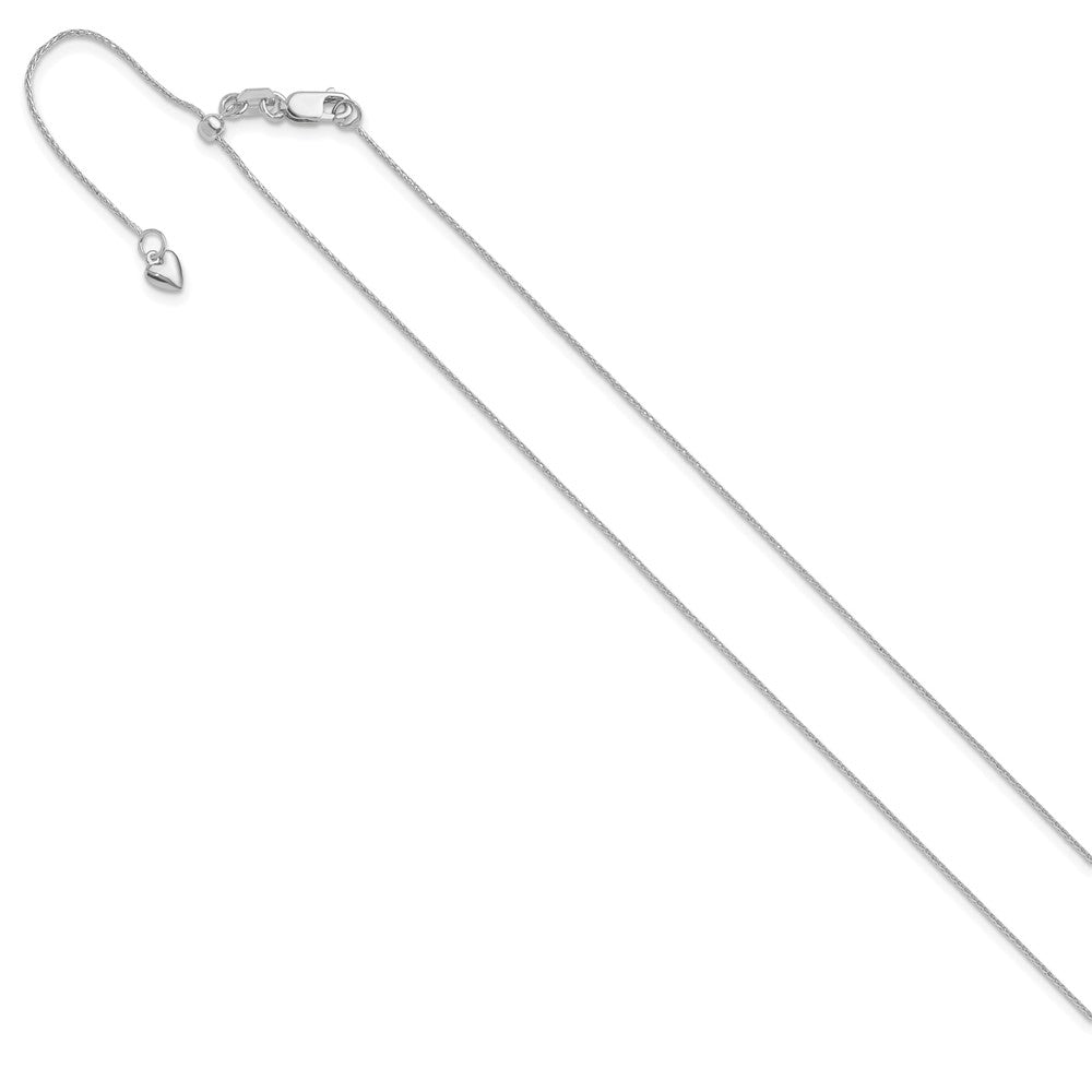 Adjustable Wheat Chain Necklace, Solid 14K White Gold, 16 to 22 Inches