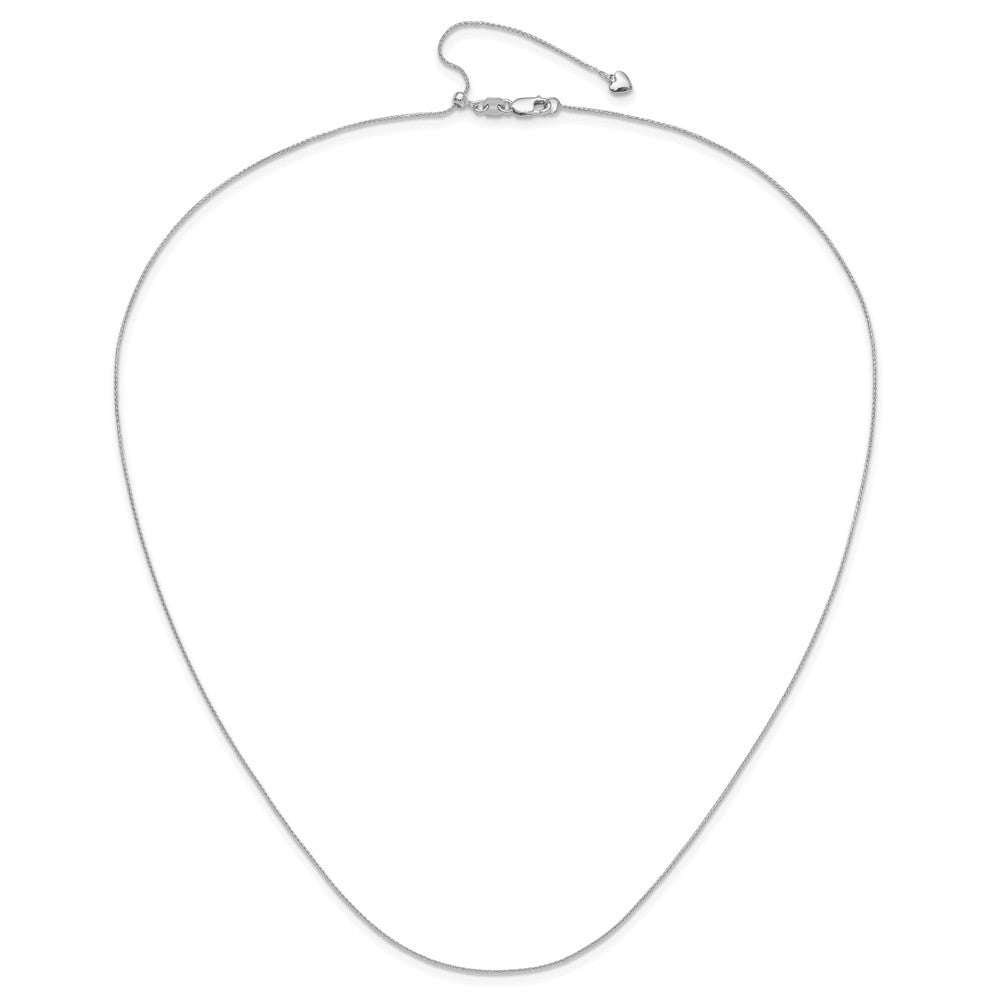Adjustable Wheat Chain Necklace, Solid 14K White Gold, 16 to 22 Inches