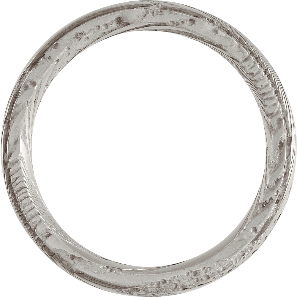 Damascus Steel 6mm Flat Patterned Band Ring