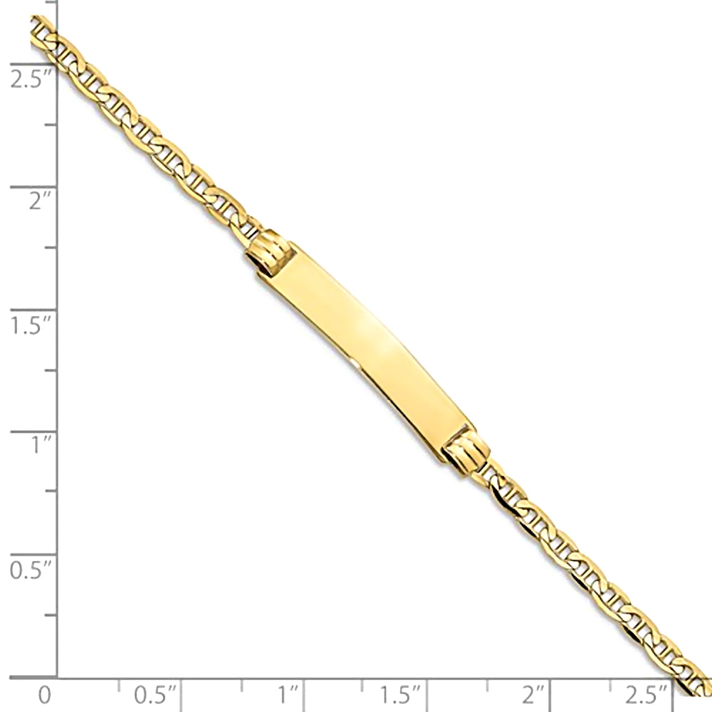10K Yellow Gold Engravable Bar ID Bracelet with 3mm Anchor Chain