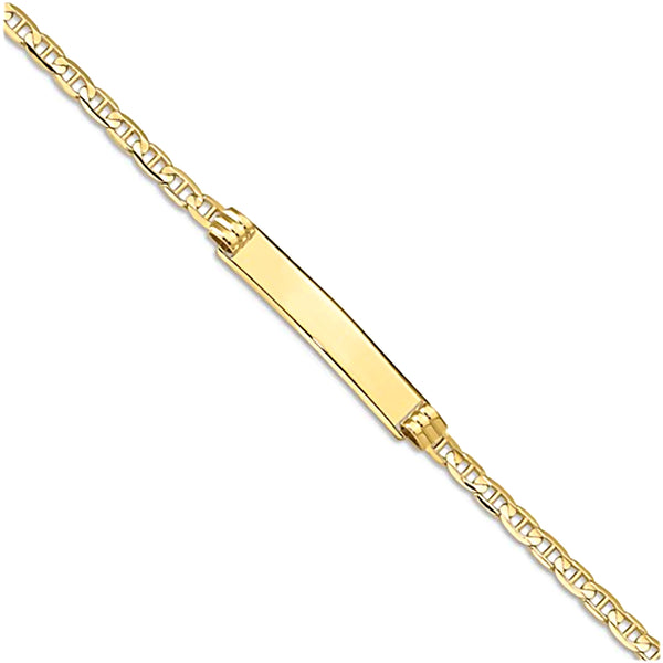 10K Yellow Gold Engravable Youth ID Bracelet with 2.6mm Anchor Chain