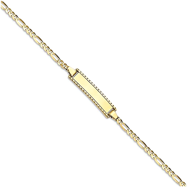 10K Yellow Gold Engravable Childrens Figaro ID Bracelet