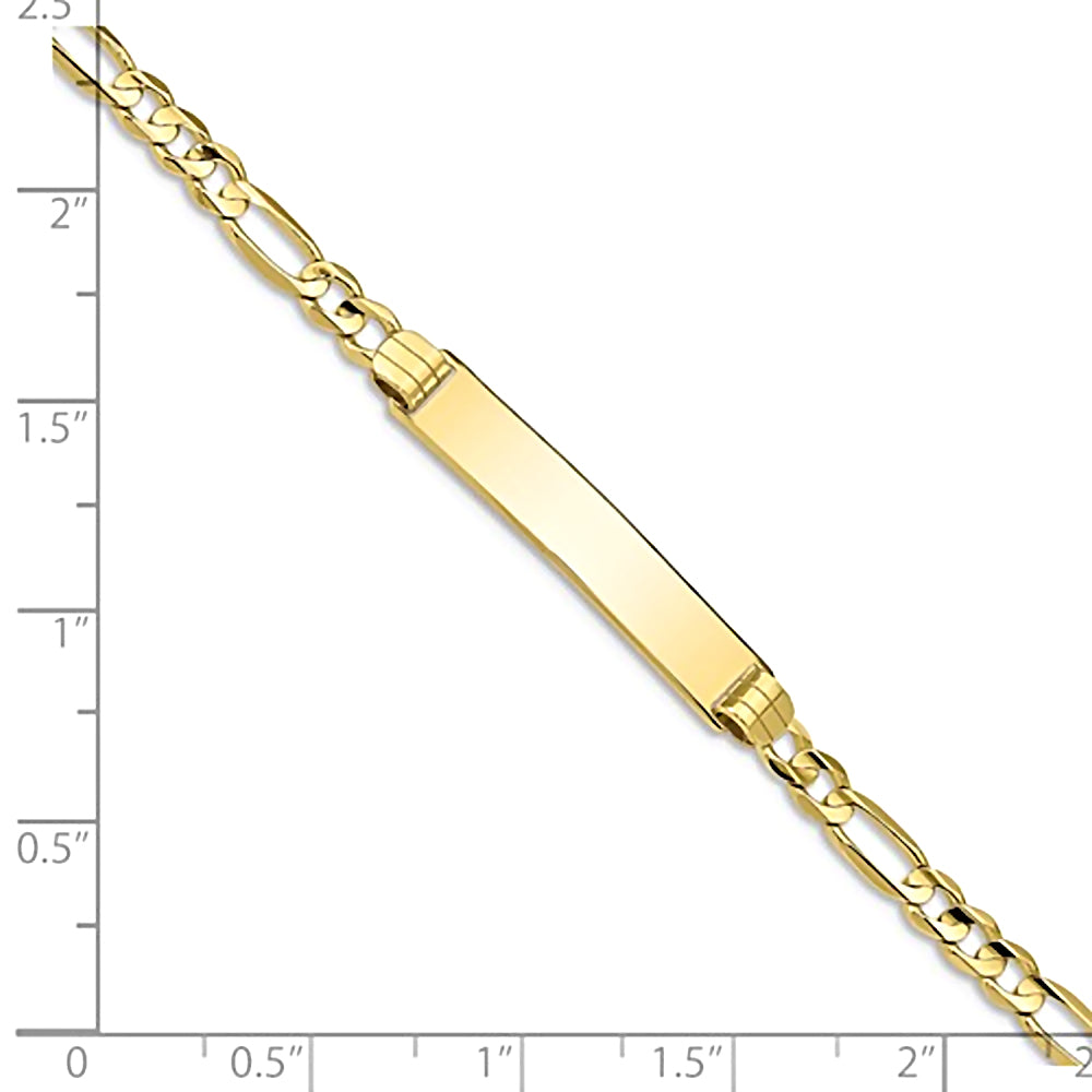 10K Yellow Gold Engravable Bar and 3.5mm Figaro Chain Bracelet