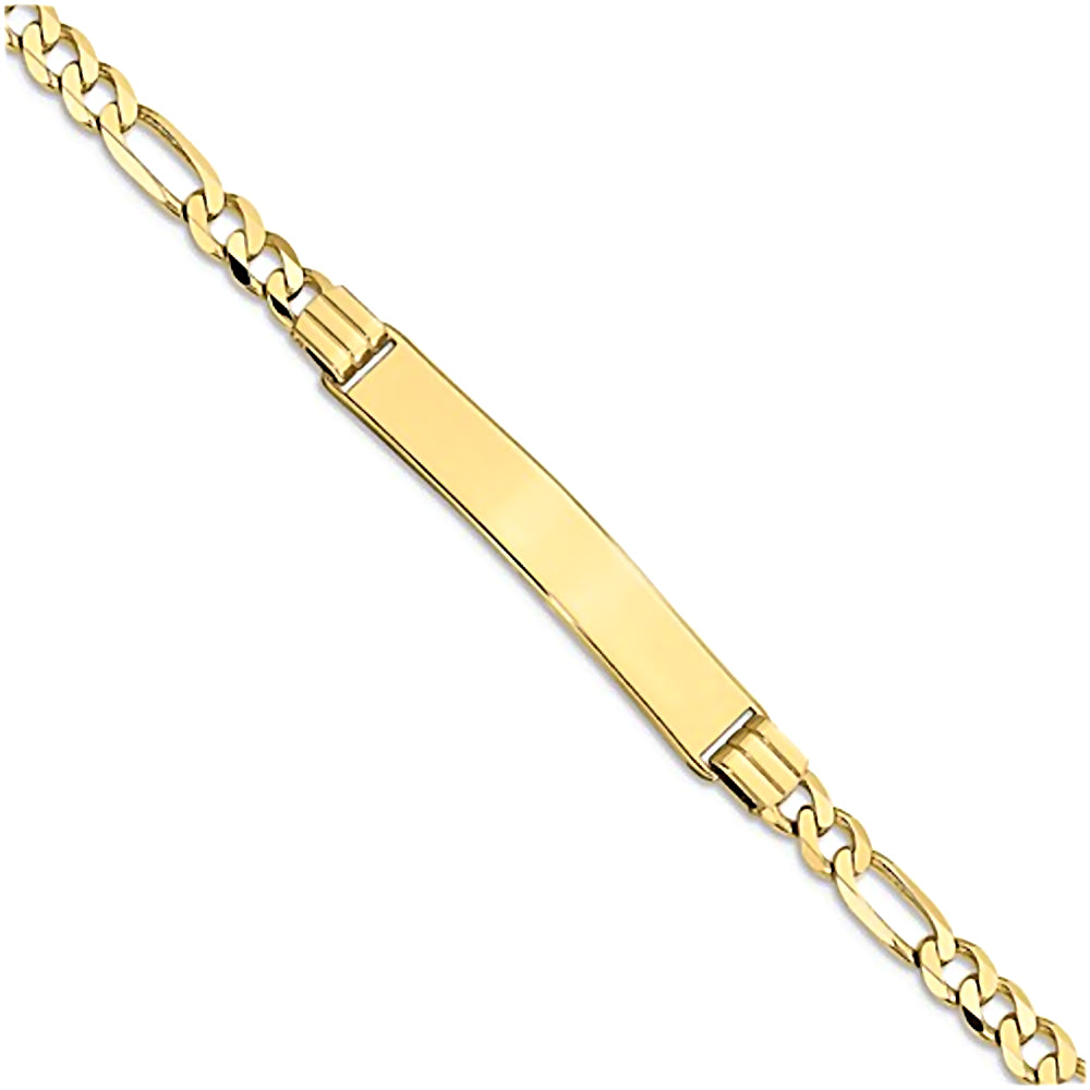 10K Yellow Gold Engravable 6.6mm Figaro ID Bracelet