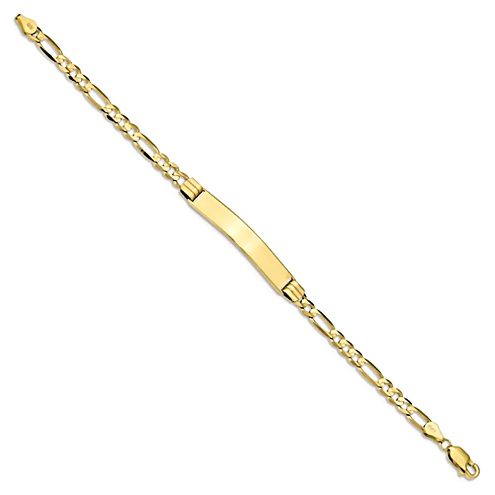 10K Yellow Gold Engravable 6.6mm Figaro ID Bracelet