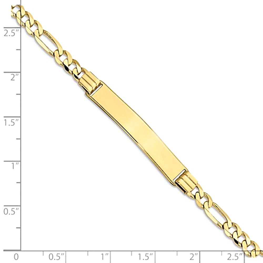 10K Yellow Gold Engravable 6.6mm Figaro ID Bracelet