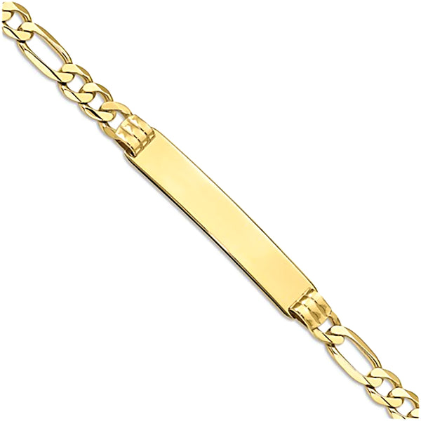 10K Yellow Gold Engravable 7.3mm Figaro ID Bracelet