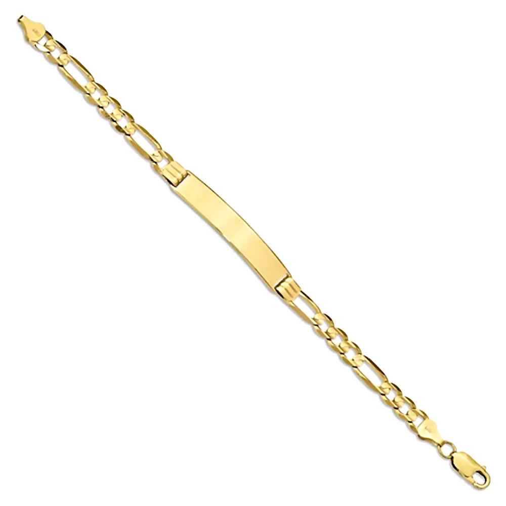 10K Yellow Gold Engravable 7.3mm Figaro ID Bracelet