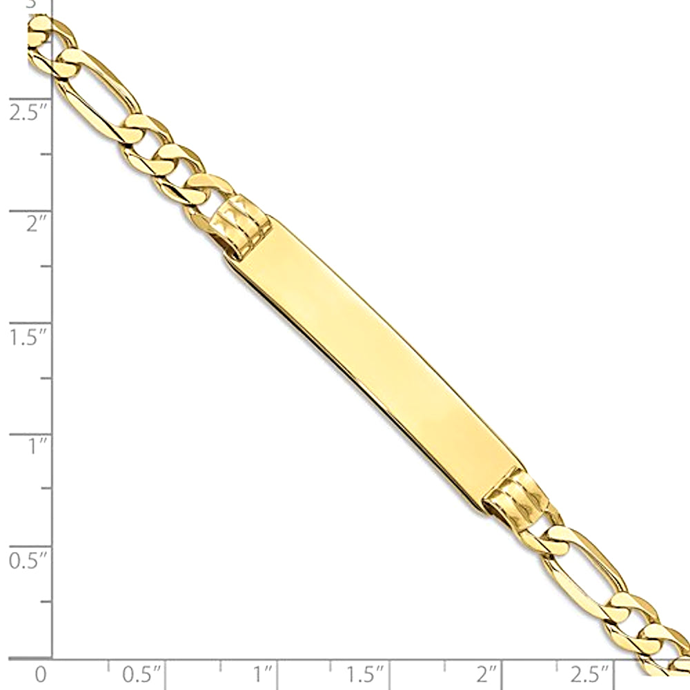10K Yellow Gold Engravable 7.3mm Figaro ID Bracelet