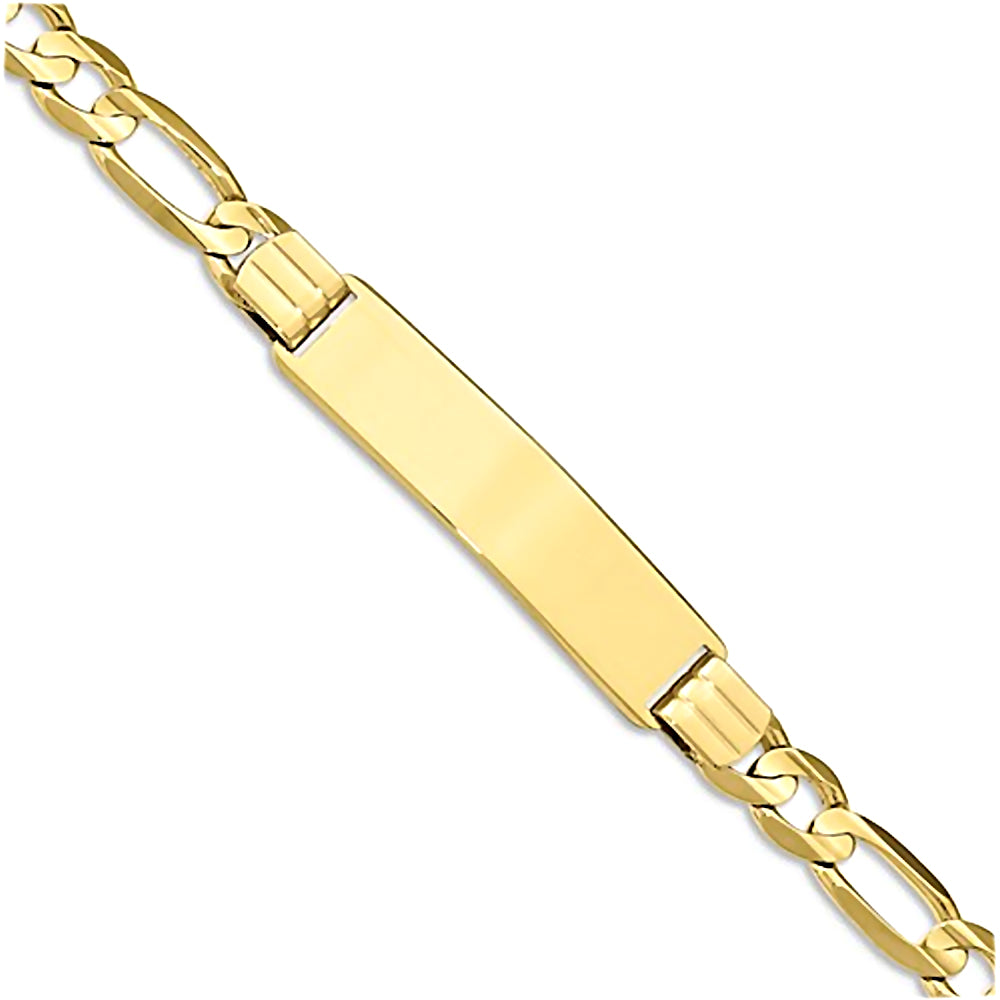 10K Yellow Gold Engravable Figaro Chain Bracelet