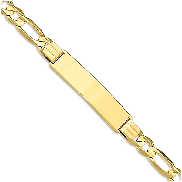 10K Yellow Gold Engravable Figaro Chain Bracelet