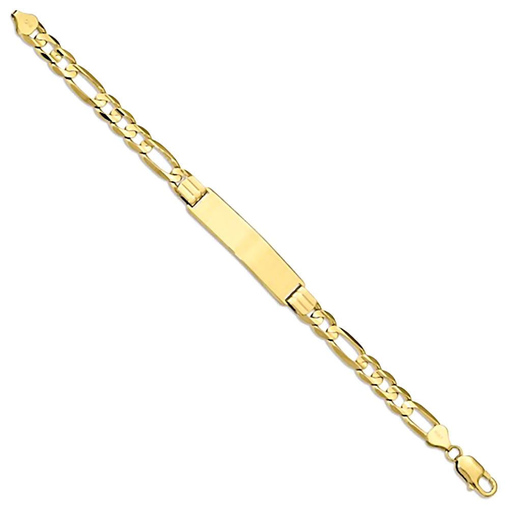 10K Yellow Gold Engravable Figaro Chain Bracelet