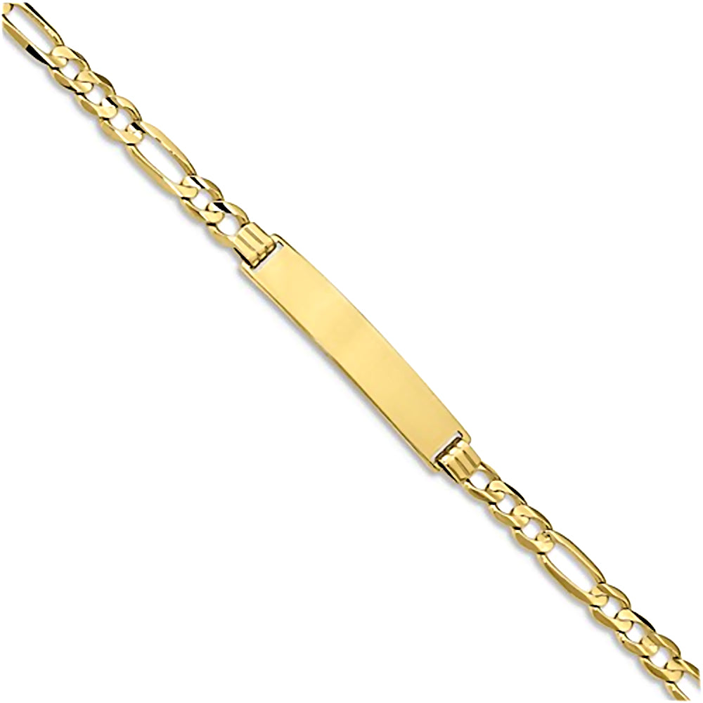 10K Yellow Gold Engravable 4.5mm Figaro ID Bracelet