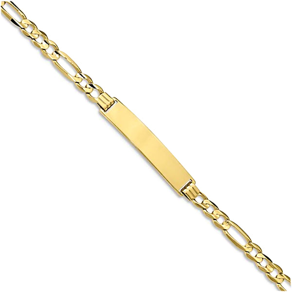 10K Yellow Gold Engravable 4.5mm Figaro ID Bracelet