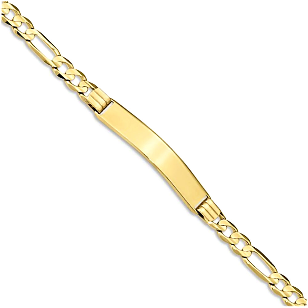 10K Yellow Gold Engravable 5mm Figaro ID Bracelet