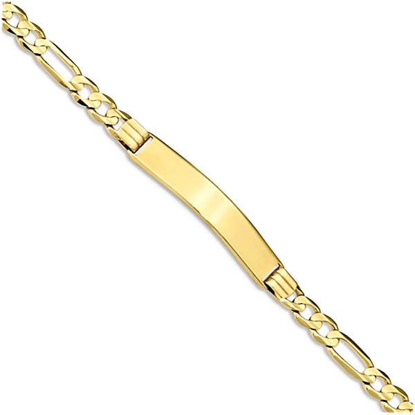 10K Yellow Gold Engravable 5mm Figaro ID Bracelet