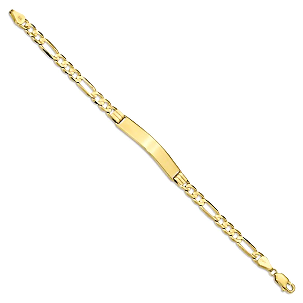 10K Yellow Gold Engravable 5mm Figaro ID Bracelet