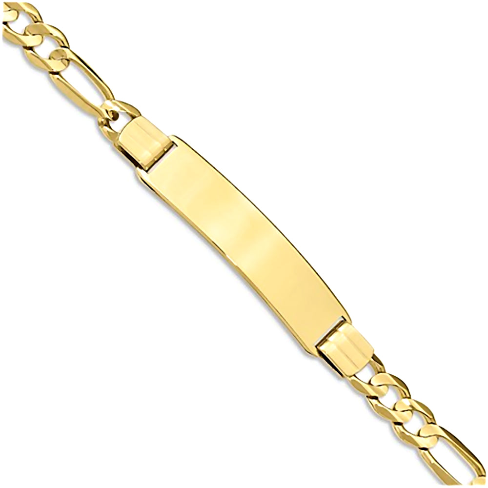 10K Yellow Gold Engravable 6.1mm Figaro ID Bracelet