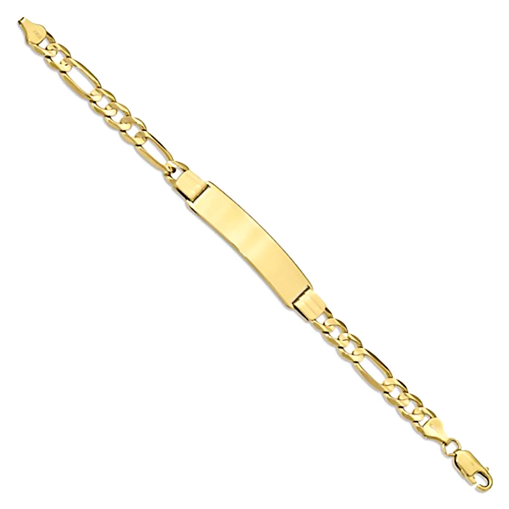 10K Yellow Gold Engravable 6.1mm Figaro ID Bracelet
