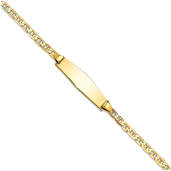 14K Yellow Gold Engravable Diamond Bar and 2.5mm Flat Anchor Chain Bracelet