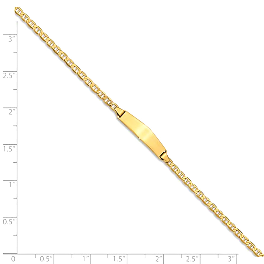 14K Yellow Gold Engravable Diamond Bar and 2.5mm Flat Anchor Chain Bracelet
