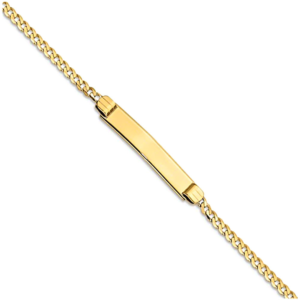 14K Yellow Gold Engravable Baby ID Bracelet with 4mm Curb Chain